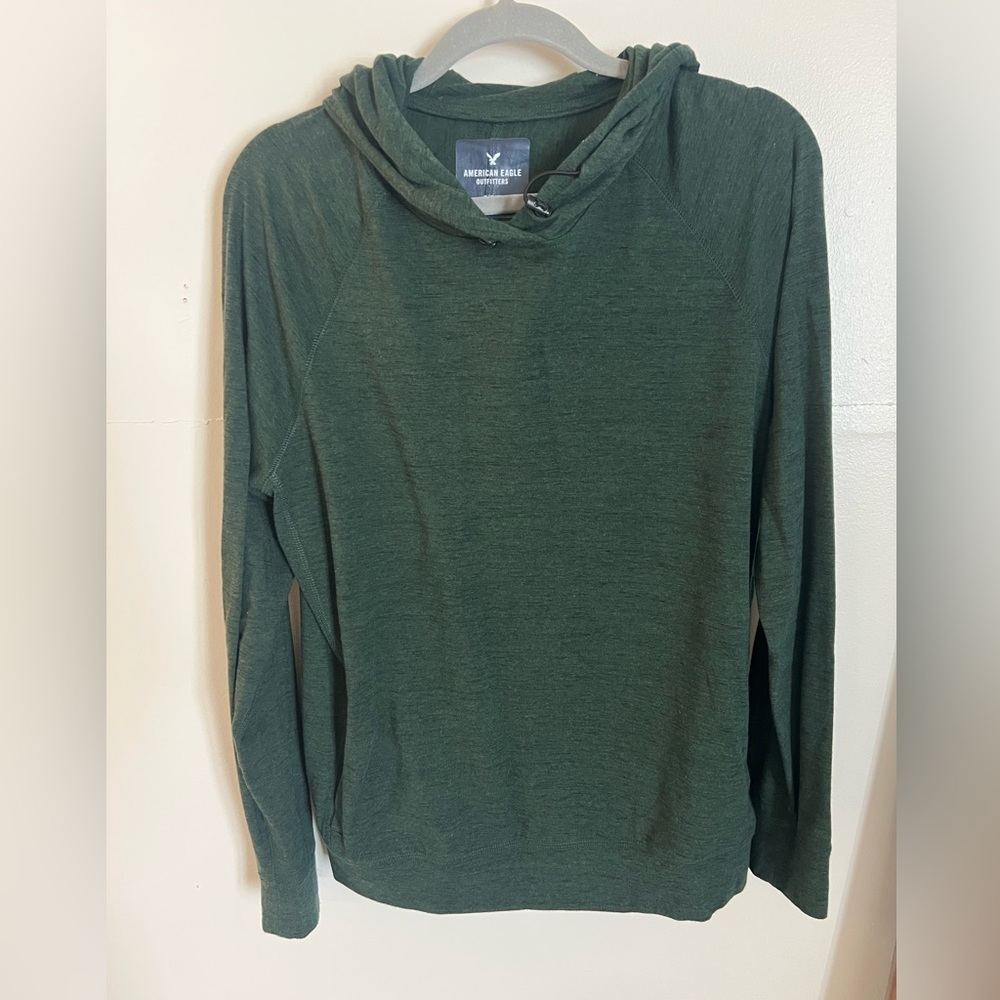 Men’s American Eagle Dark Forest Green Lightweight Hoodie Athletic Fit Medium
